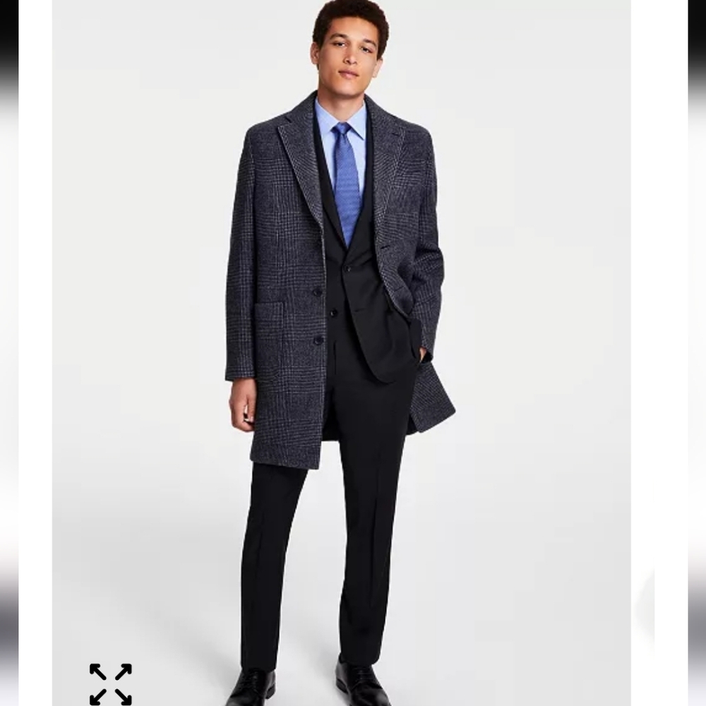 $495 B by Brooks Brothers Men's Plaid Wool Double-Face Overcoat Jacket Sz 44L